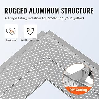 VEVOR Gutter Guard, 5 inch Width, Aluminum Leaf Filter DIY Gutter Cover, 52 PCS 208 ft Total Length, 0.157'' Hole Diameter & 0.02'' Thick Fits Any Roof or Gutter Type