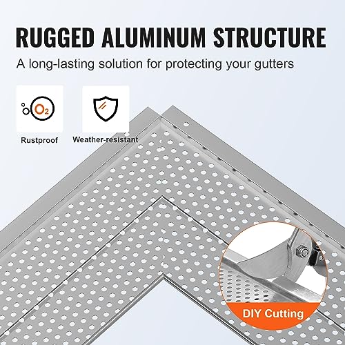 Image of VEVOR Gutter Guard, 5 inch Width, Aluminum Leaf Filter DIY Gutter Cover, 26 PCS 104 ft Total Length, 0.157'' Hole Diameter & 0.02'' Thick Fits Any Roof or Gutter Type