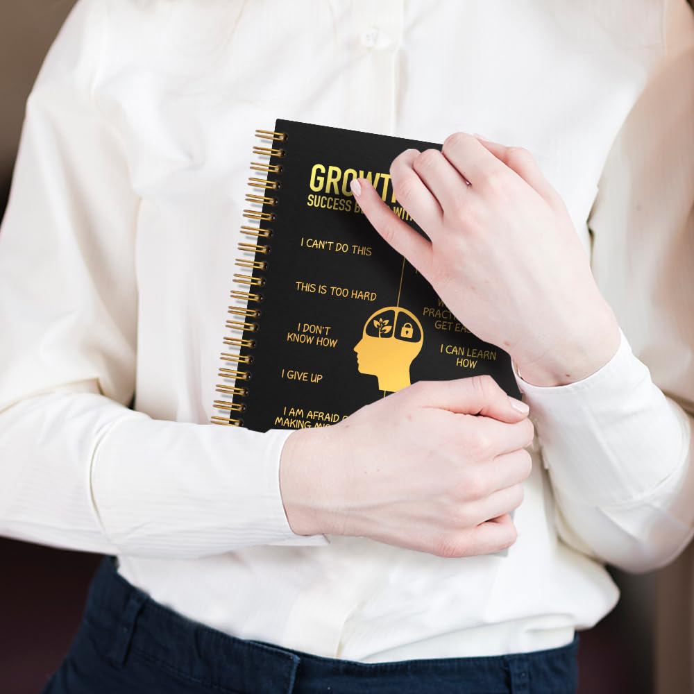 Growth Mindset zeszyt spiralny, 80 kartek, 160 stron, zabawne prezenty dla współpracowników, pracowników, doradców szkolnych, dziennik afirmacji dla kobiet