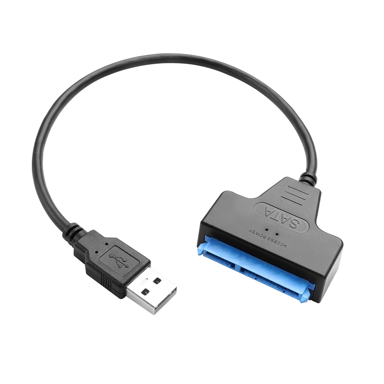 USB-A 3.0 to SATA Adapter Cable - Supports 2.5"/3.5" SATA HDD/SSD, TRIM Enabled, 12V DC Power Port, 3-Min Auto Sleep, Dual LEDs, 30cm Copper Cable, USB-A, Plug & Play (USB Type-A)