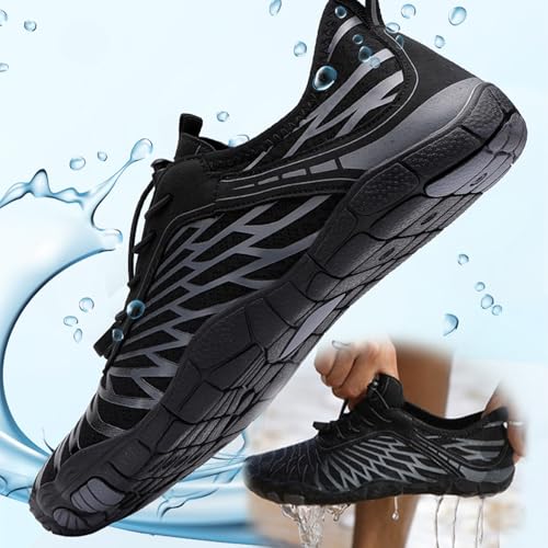 2025 New Hike Barefoot Shoes for Women Mens,Barefoot Shoes Women,Non-Slip Ultra-Light Water Shoes(Black,8 Women/6 Men)3