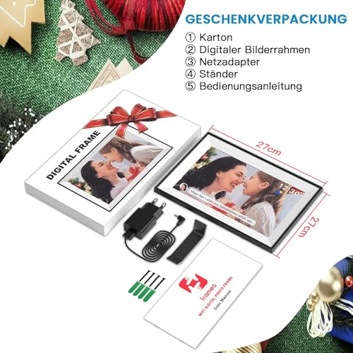 Image of 2K HD Digital Picture Frame WiFi, 10.1 Inch 32 GB LED Picture Frame with IPS Touch Screen & Calendar Weather, Auto Rotate Digital Frame, Share Photos and Videos with Sound Instantly via Frameo from
