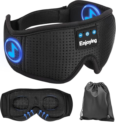 Antifaz para dormir con auriculares Bluetooth, auriculares 3D para dormir Bluetooth v5.4, auriculares transpirables para dormir de lado, mujeres, hombres, viajes, siestas, yoga, meditación, lavable
