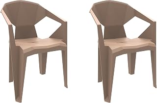 garbar Delta Set 2 Silla con Brazos Exterior | jardín, terraza, balcón, Picnic, Camping, Catering, Eventos, reuniones | diseño, Ligero, apilable | Arena