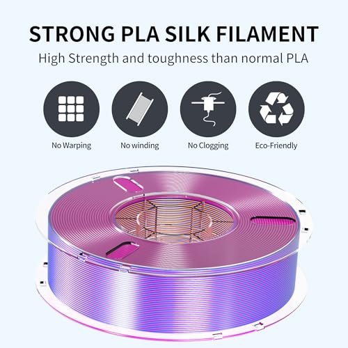 Image of RAMBERY Silk Tri Color 3D Printer Filament 1.75mm, Triple Color Change by Angle, Silk Shiny PLA Filament Red-Yellow-Blue, 1kg Spool (2.2lbs)