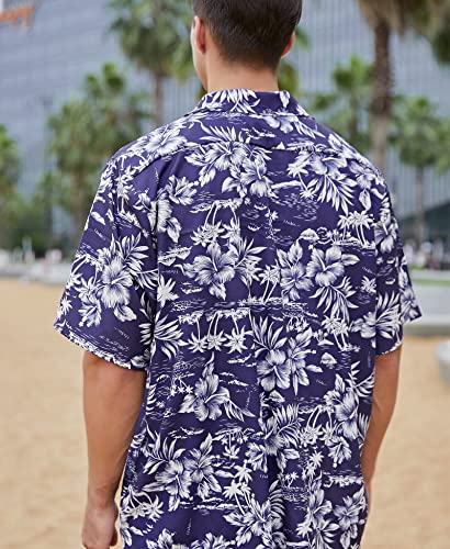 Image of Yoimira Hawaiian Shirts for Men, Print Mens Casual Short Sleeve Button Down Shirts Floral Aloha Beach Shirt