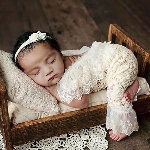 Image of Holibeat Newborn Girl Photography Props Baby Photoshoot Outfits Infant Lace Romper Costume 0-2M