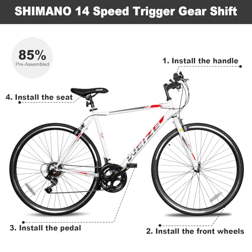 WEIZE 700C Hybrid Bike for Adults, 14 Speed Road Bike, City