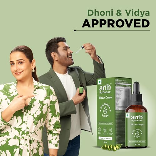 Image of Arth Bitter Drops Weight Management Supplement - 15 Days Pack | Reduces Cravings Naturally | Improves Digestion & Bloating | With 14 Herbal Bitters, Karela, Dry Ginger, Haldi | 50ML