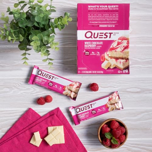 Quest Nutrition White Chocolate Raspberry Flavoured Protein Bar, High Protein, Gluten Free, Keto Friendly, Black, 12 Count (Pack of 1) - Image 3