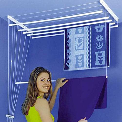 Image of UR LITTLE SHOP UV Stabilized Nylon Ropes, Cones and Side Caps Kit for Ceiling Clothes Hanger with A Cloth Hanging Rope SLUCS7