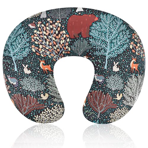 Image of Baby Nursing Pillow Cover, Woodland Breastfeeding Pillow Slipcover Girls Boys, Nursing Pillow Case for Newborn, Soft Fabric Fits Snug On Infant, Washable and Breathable, Animals