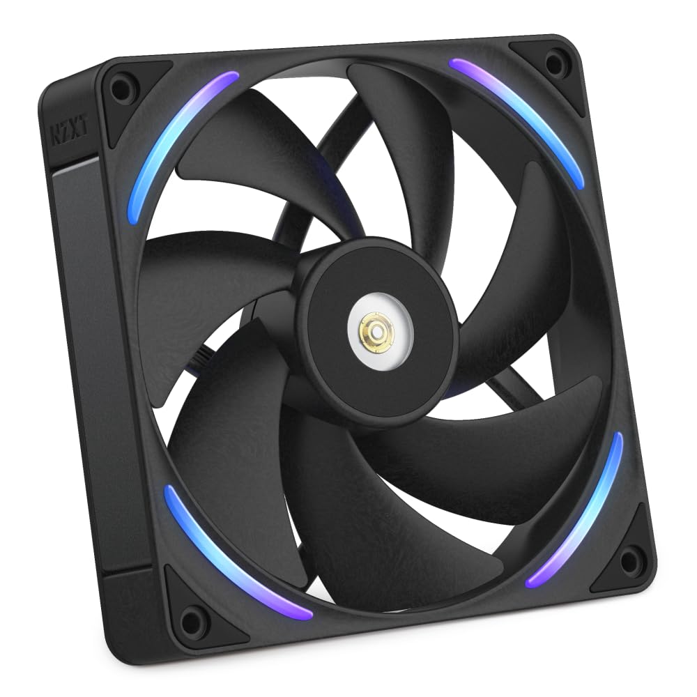 NZXT F140X Performance-Lüfter - 140mm PWM RGB PC-Gehäuselüfter - Maximale Luftförderung und statischer Druck - LCP-Rahmen und -Flügel - Magnetisches Fluid-Dynamic-Lager - 30mm Dicke - Schwarz