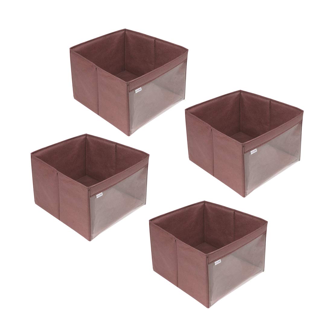 PrettyKrafts Storage Box Organizer, Toys Storage for kids, cloth organizer with front transparent_Brown_4