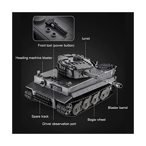 XZRUK Panzer Bausteine, 2,4 Ghz Fernbedienung Tank Modellbausatz, 2596 Teile Bausteine, Spielzeug für Kinder und… – Bild 7