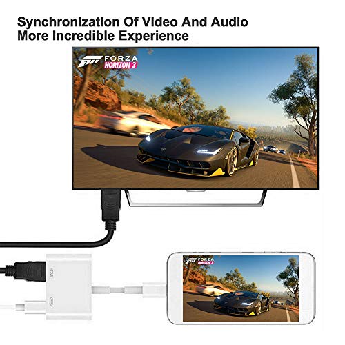 HDMI Adapter for iPhone to TV, Lighting to HDMI Adapter, 1080P Sync Screen Digital AV Connector Compatible with iPhone/iPad/iPod to HD TV/Monitor/Projector,Plug and Play Support The Latest iOS 13