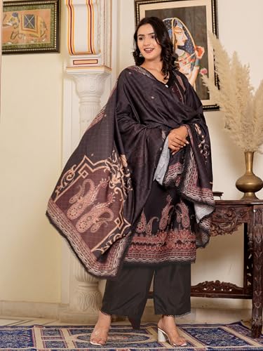 Image of Vbuyz Women's Digital Print Muslin Pakistani Style Stitched Kurta Palazzo With Dupatta | Eid Suits For Women | Salwarsuit For Women