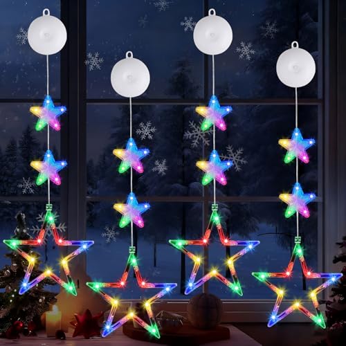 Weihnachtsbeleuchtung Fenster Innen,4 Stück LED Fenster...