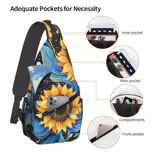 Bolso cruzado con patrón de girasol artístico para mujeres y hombres miniatura 4