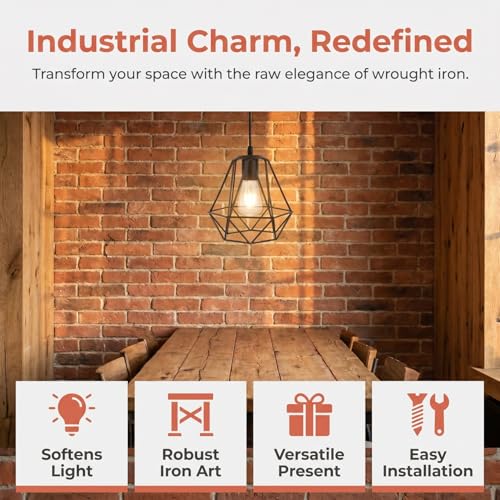 Image of Osaladi 5 Pcs Black Wrought Iron Lampshades Vintage Decorative Light Covers for Ceiling Fixtures Kitchen Dining Bedroom Living Room