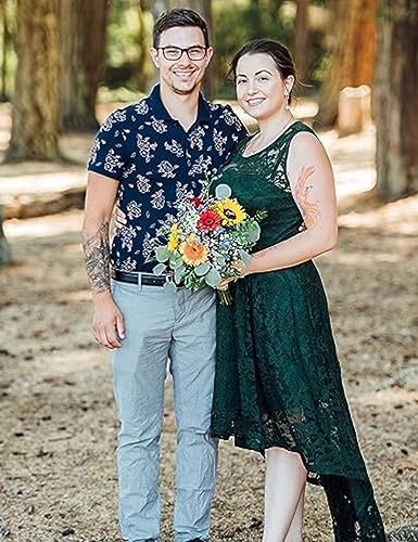 MUADRESS Women's Elegant Floral Lace Dress Sleeveless Crew Neck Hi-Lo Cocktail Dress for Evening Party4