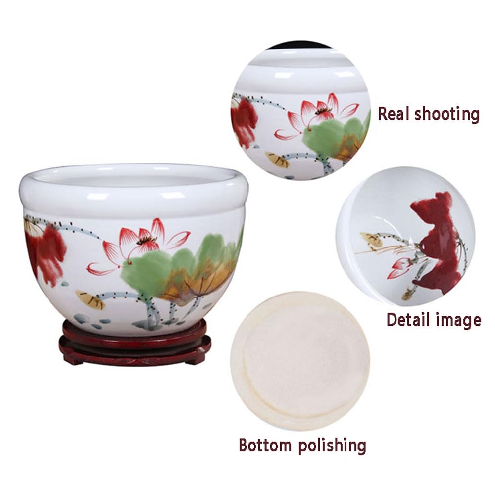 Ceramiczne doniczki, niebiesko-biała porcelanowa misa z lilią wodną, hydroponiczna na ryby, doniczka żonkila, chiński pojemnik rośliny(C,37 * 26cm)
