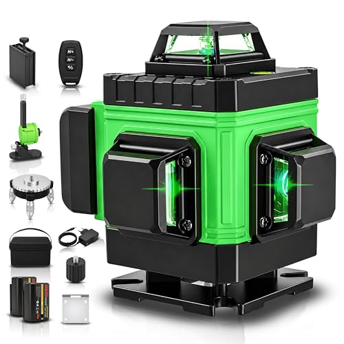 Image of TOMAHAWK 16 Lines Green Laser Level Pro, 4x360 4D Green Cross Line Professional Laser for Construction with Two 360 Vertical /Horizontal Level Pulse Mode and Remote Controller Laser Level Machine