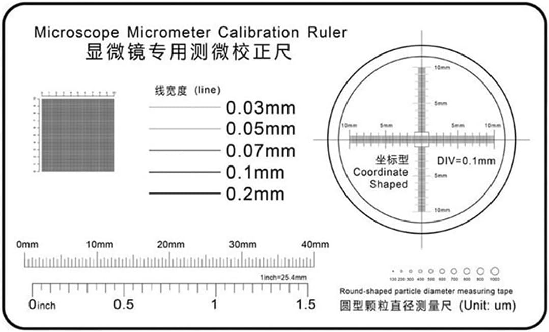 ZTBH Microscope Accessories Kit 2pcs Film Point Gauge Soft Ruler Microscope Micrometer Width Particle Diameter Measurement Microscope Slides(75x45mm A)