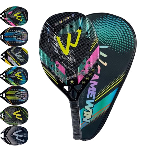 Raquete Beach Tennis Carbono 3K Profissional Com Capa Protetora Leve e Equilibrada (Sunwave Rosa)