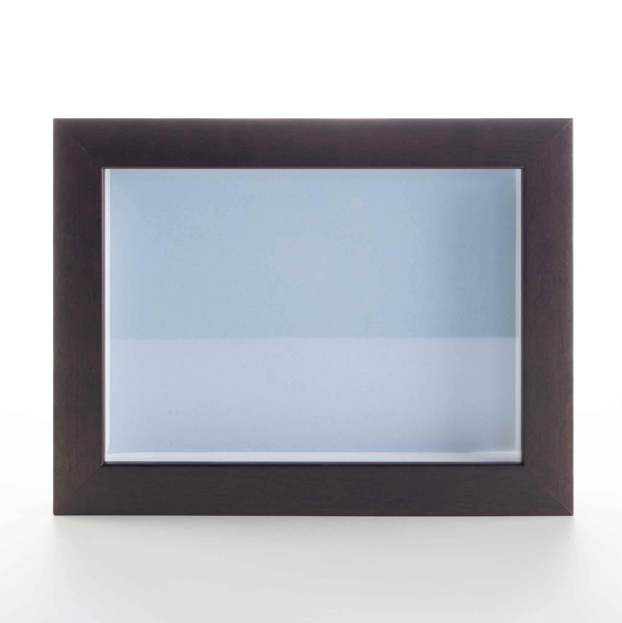 Dark Brown 20x20 Wood Shadow Box Display Frame with Blue Acid-Free Backing UV Acrylic & Hanging Hardware - with 3/4
