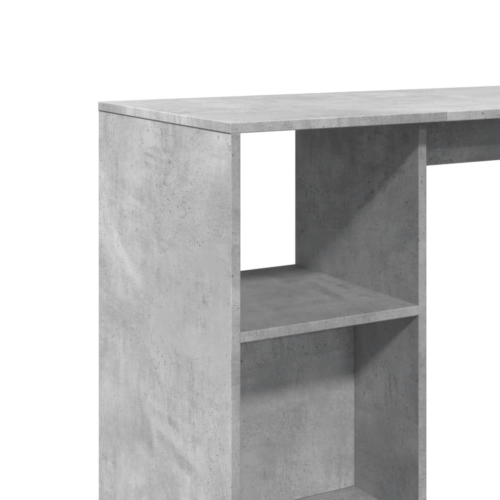 Bartisch Mit Regal Betongrau 124x46x103,5 cm Holzwerkstoff | 4 Fächer Stauraum, Pflegeleicht, Feuchtes Tuch Reinigung, Für Küche Wohnzimmer