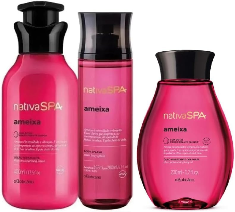 Combo Nativa Spa Ameixa: Body Splash 200ml + Loção Hidratante Corporal 400ml + Óleo Corporal 200ml