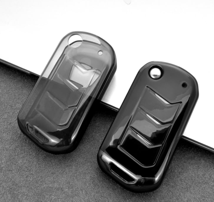 Image of Soft Matte TPU Car Key Cover for 3XO, XUV700, Scorpio-N 2023, Thar, Thar Roxx | 3-Button Smart Key Shell (Transparent Black)