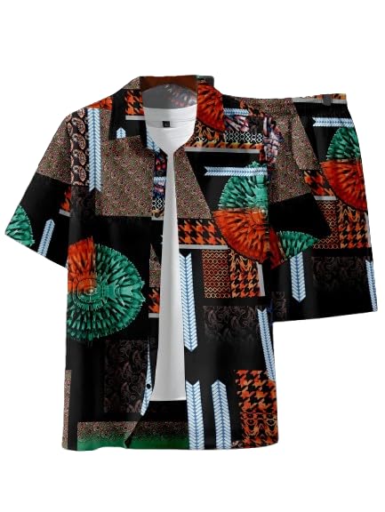 MACMARK Enterprise Men’s Printed Co-Ord Set | Plus Size Casual Shirt & Shorts Set | Nightwear Pajama Suit, Loungewear, Beachwear & Vacation Outfit Design No NS DANY-picture-45