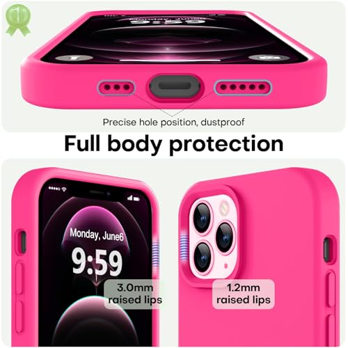 Image of LOVE 3000 Compatible with iPhone 12 Pro Max Phone Case | Thickening 2.1 MM Liquid Silicone | Anti-Scratch Microfiber Lining | Full-Body Duty Heavy Protection Case for Men, Hot Pink