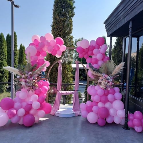 Image of Pink White Balloon Set, 60 PCS Metallic Birthday Balloons, Confetti and Macaron Latex Matte Balloons for Helium, Girls Women Baby Shower Wedding Supplies