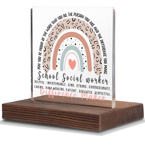 School Social Worker Gifts, Thank You Appreciation Gifts for Social Worker Week Graduation Birthday Christmas Office Desk Decor Decorative Signs Plaque SWS49