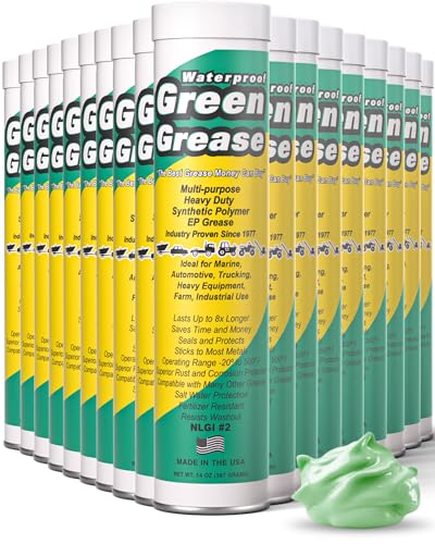 Image of Ultra Heavy Duty Green Grease Tube (14oz, 50 Pack) for Grease Gun - NLGI 2 Lithium, High Temp Waterproof Marine Grade, Rust Resistant Wheel Bearing Lubricant for Auto, Farm & Home Use - American Made.