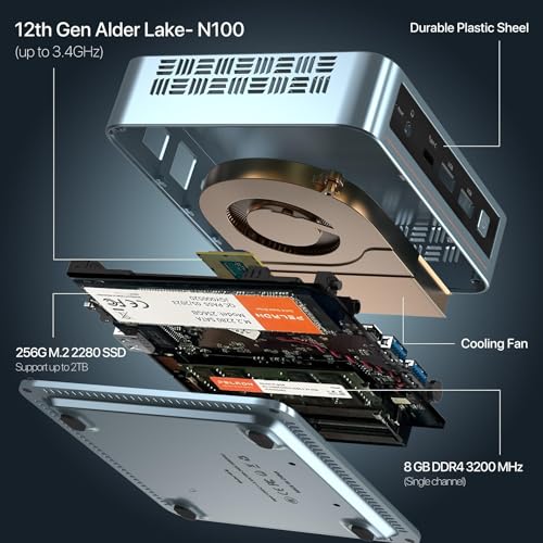 Image of PELADN Mini PC,N100(up to 3.4GHz),8GB DDR4 /256GB SSD,Type-C /Dual HD,Mini Desktop Computer,4K /60Hz Triple-Display USB3.0 /BT4.2 /WiFi Mini Computers
