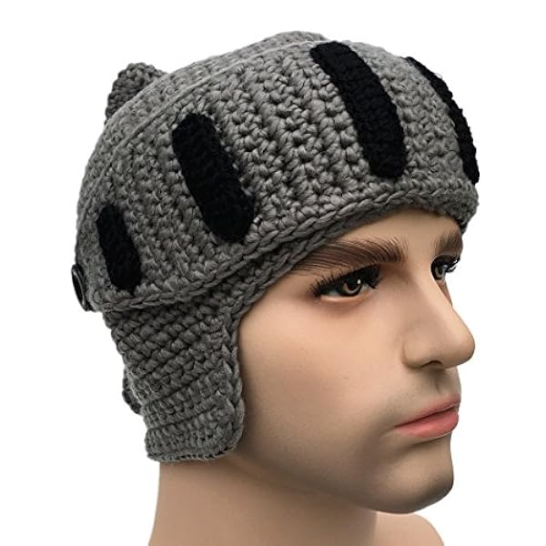 Kafeimli Mannen Vrouwen Baard Hoed Beanie Gebreide Romeinse Cosplay Ridder Grappige Caps
