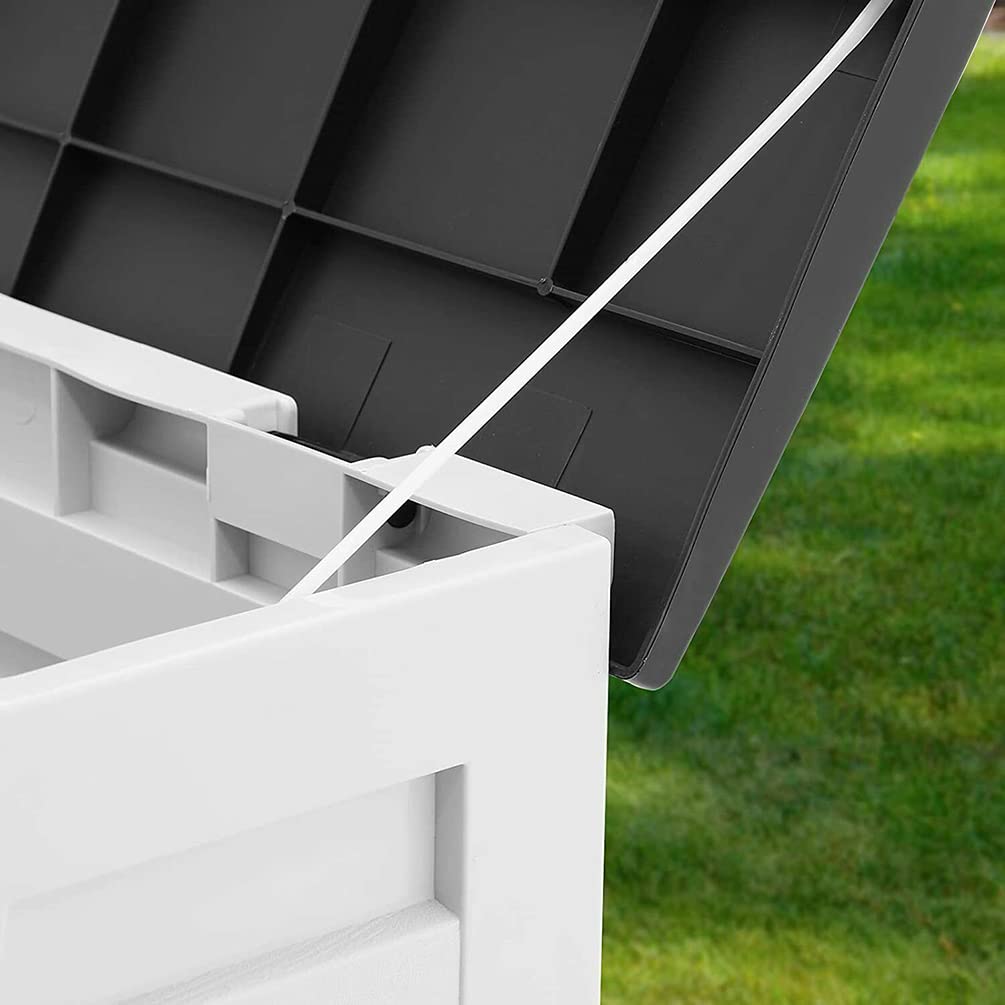Lar - Scatola da giardino impermeabile, chiudibile, per attrezzi da giardino, spaziosa (bianco, 112,6 x 48,8 x 53,2 cm)