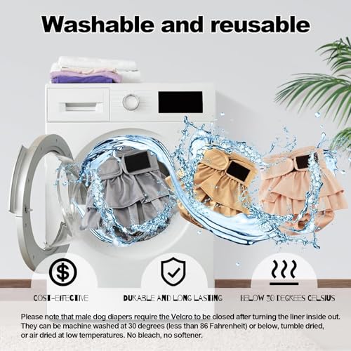 Image of Reusable Dog Diapers Female Medium Washable, Premium Doggie Diaper for Dogs, Pack of 3, Highly Absorbent Dog Diaper for Heat, Incontinence and Puppy Training(M)