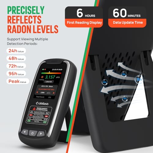 Image of LifeBasis Portable Radon Detector, Fast 6H First Result, Rechargeable