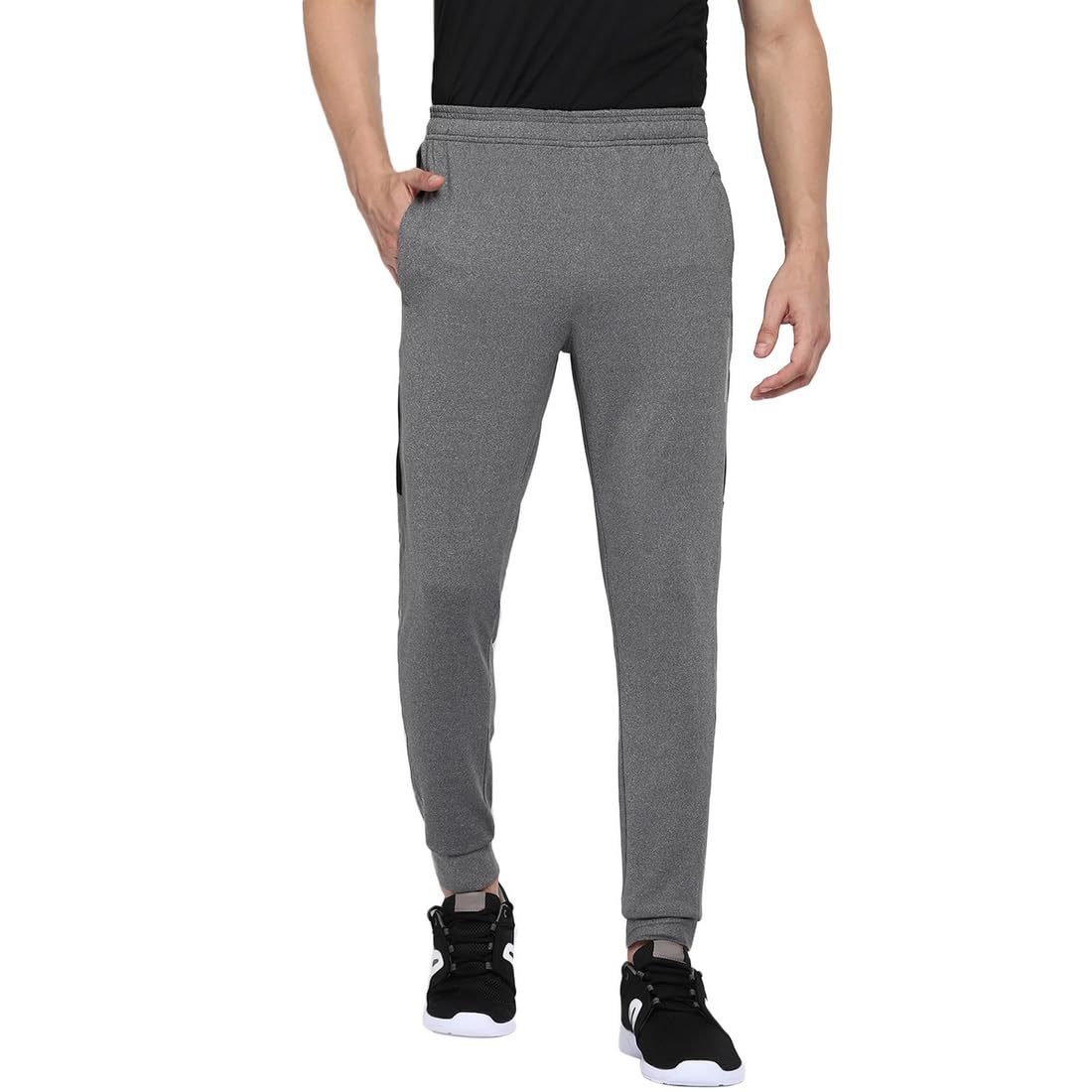 Van HeusenMen's Regular Fit Mid Rise Active Sports Swift Dry Joggers - 4 Way Stretch, Zipper Pocket