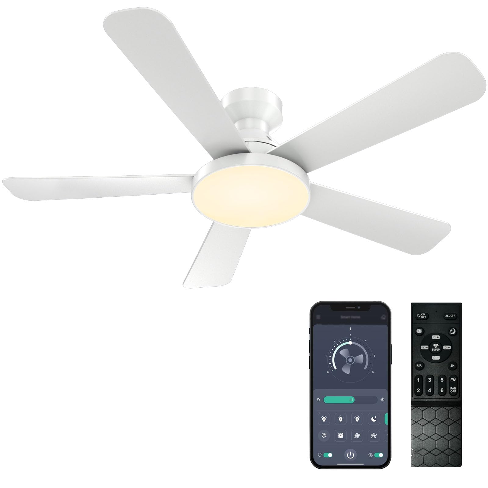 View 1 of [MISSING PARTS] Kunywooe 46" Flush Mount Ceiling Fan with Light