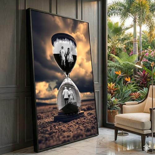 Décoration murale vieillir ensemble : toile sablier Amour Intemporel pour couple