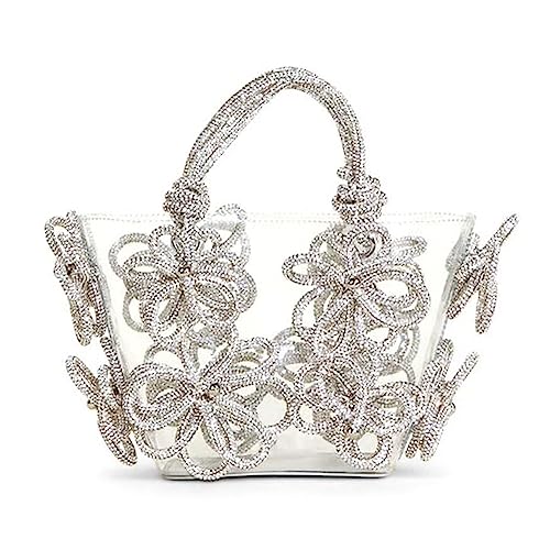 Image of Clear Rhinestone Handbag for Women Crystal Evening Purses with Handle Glitter Handbag for Wedding Party Prom