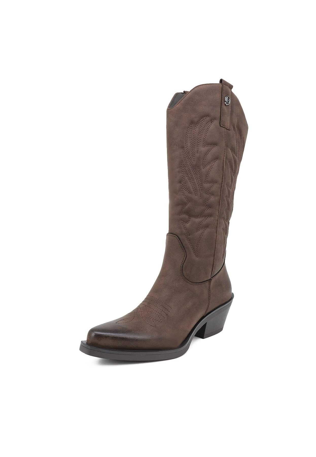 QUEEN HELENA Camperos Stivali Donna Texani con Tacco Western Stivaletti a Punta Cowboy X28-110