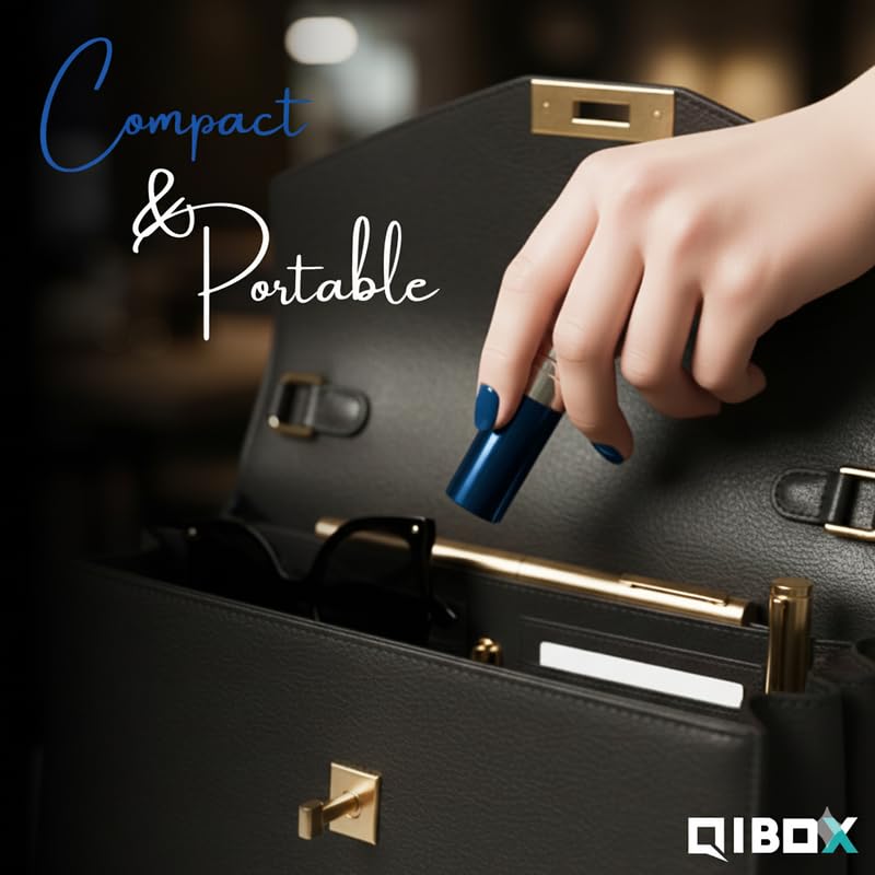 Image of Portable Waterproof Mini Personal Massager - Blue | Slim Compact Design with Multiple Intensity Modes | Quiet & Travel-Friendly (By QI-BOX)