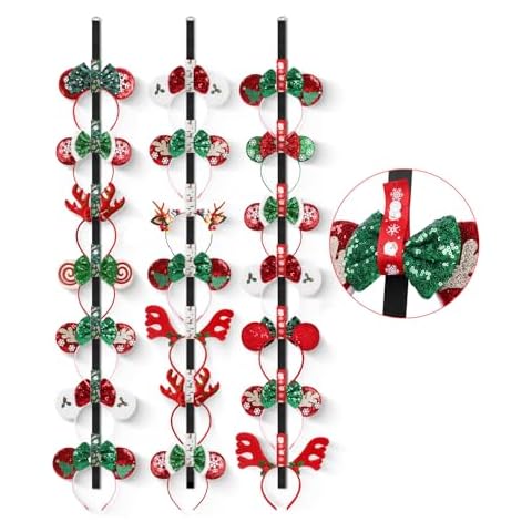 Gocasmus 3 Pcs Christmas Headband Organizer - Perfect for Organizer and Displaying Mickey Mouse Ears, with Christmas Tree, Reindeer, Santa Claus, and Snowflakes for Xmas Decor Cover